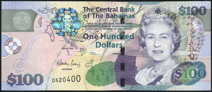 Bahamas P.76 100 Dollars 2009 (2+) 