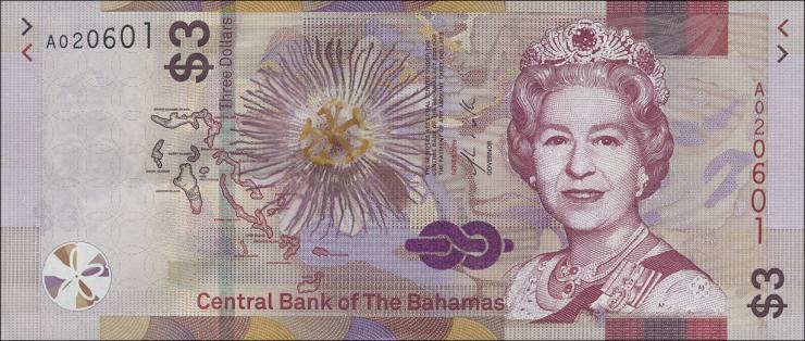 Bahamas P.78 3 Dollars 2019 (1) 