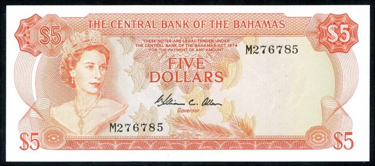 Bahamas P.37b 5 Dollars L. 1974 (1) 