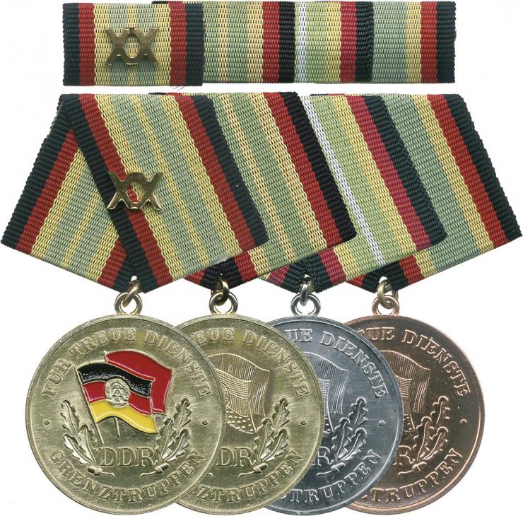 B.0283-286 Treue-Dienst-Medaillen Grenztruppen (4 Stufen) 