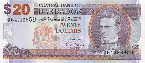 Barbados P.69a 20 Dollars 2007 (1) 