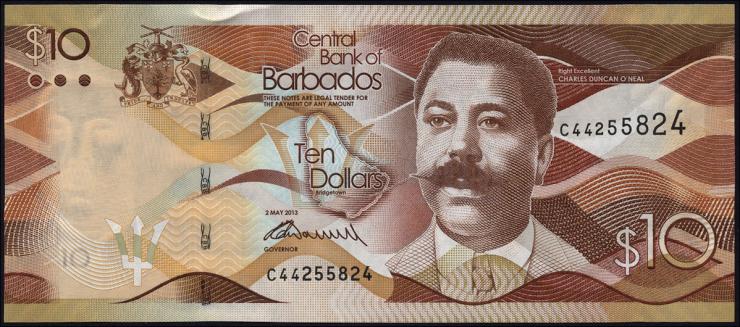 Barbados P.75a 10 Dollars 2013 (1) 