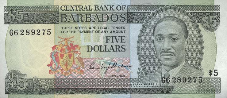 Barbados P.32 5 Dollars (1975) (1) 