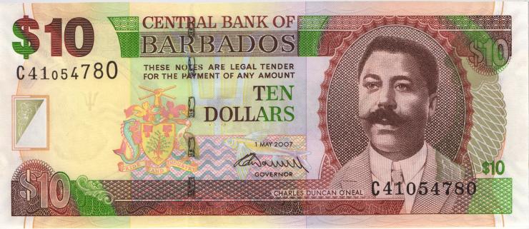 Barbados P.68b 10 Dollars 2007 (2009) (1) 