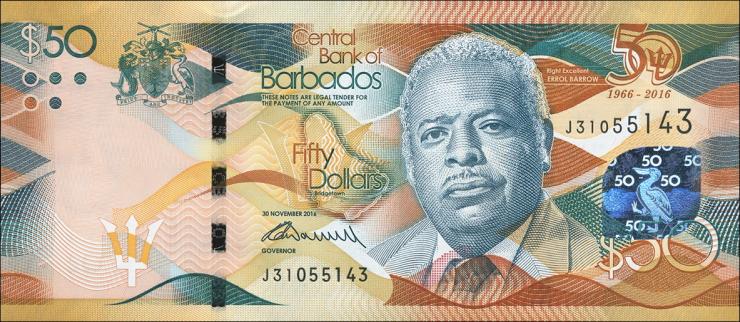 Barbados P.79 50 Dollars 2016 50 Jahre Unabhängigkeit (1) 