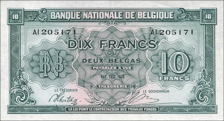 Belgien / Belgium P.122 10 Francs = 2 Belgas 1943 (1) 