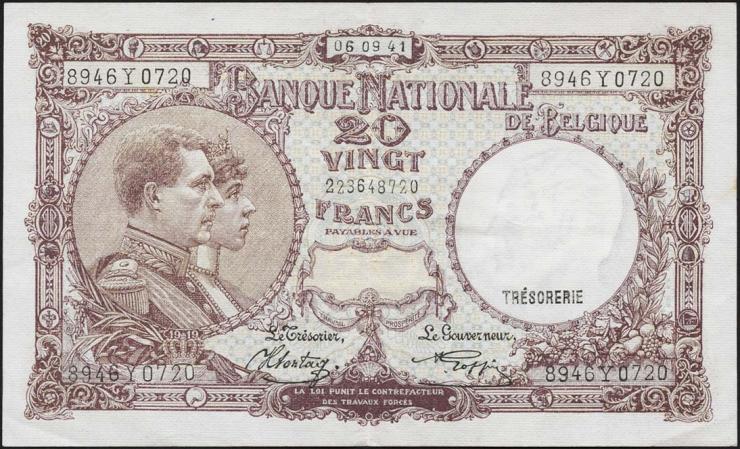 Belgien / Belgium P.111 20 Francs 1941 (2) 