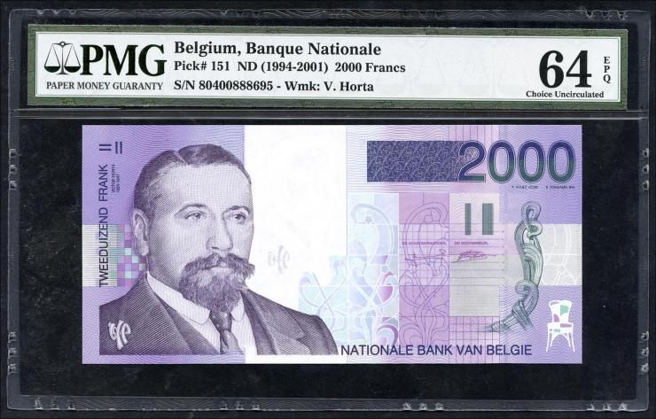 Belgien / Belgium P.151 2000 Francs (1994-2001) (1) 