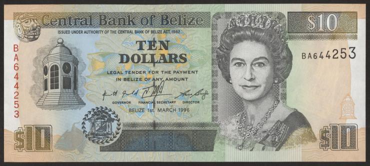 Belize P.59 10 Dollars 1996 (1) 
