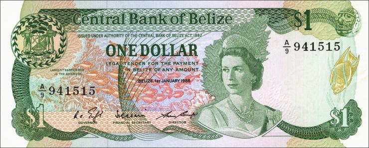 Belize P.46b 1 Dollar 1986 (1) 