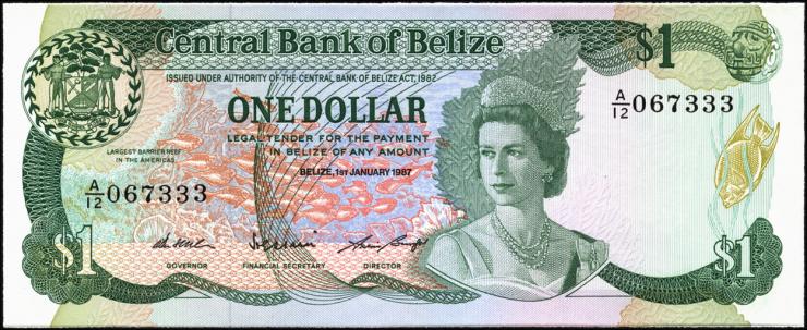 Belize P.46c 1 Dollar 1987 (1) 