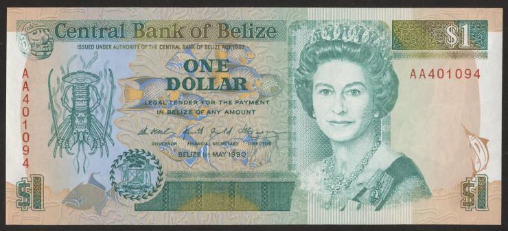 Belize P.51 1 Dollar 1990 (1) 