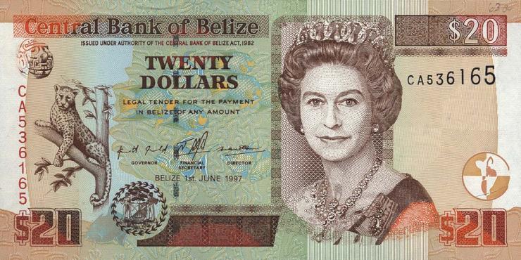 Belize P.63a 20 Dollars 1997 (1) 
