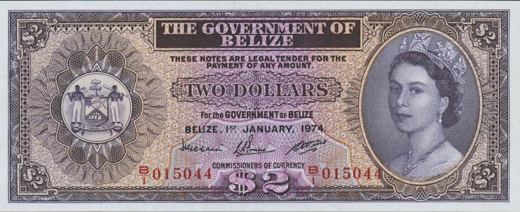 Belize P.34a 2 Dollars 1974 (1) 