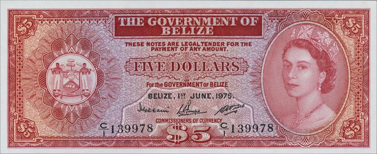 Belize P.35a 5 Dollars 1975 (1) 