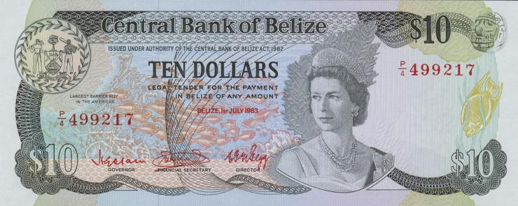 Belize P.44 10 Dollars 1983 (1) 