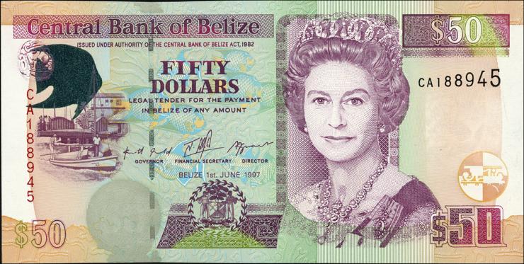 Belize P.64a 50 Dollars 1997 (1) 