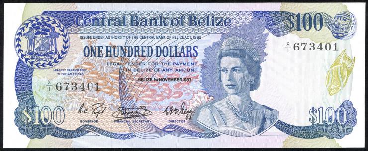 Belize P.50a 100 Dollars 1983 (1) 