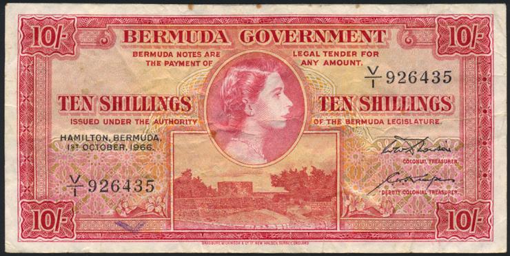 Bermuda P.19c 10 Shillings 1966 (3) 