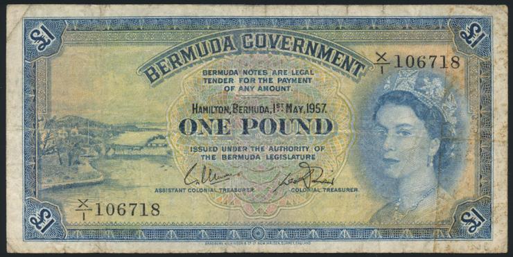 Bermuda P.20b 1 Pound 1957 (4) 