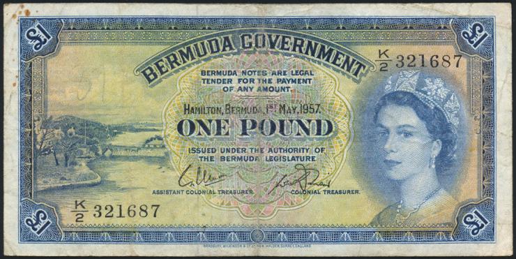 Bermuda P.20c 1 Pound 1957 (4) 