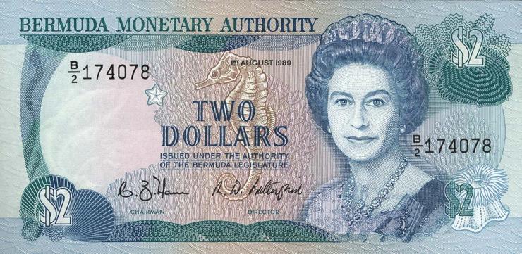 Bermuda P.34b 2 Dollars 1989 (1) 