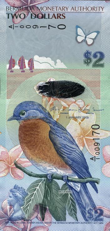 Bermuda P.57c 2 Dollars 2009 (2018) A/2 (1) 
