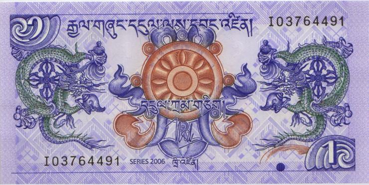 Bhutan P.27a 1 Ngultrum 2006 (1) 