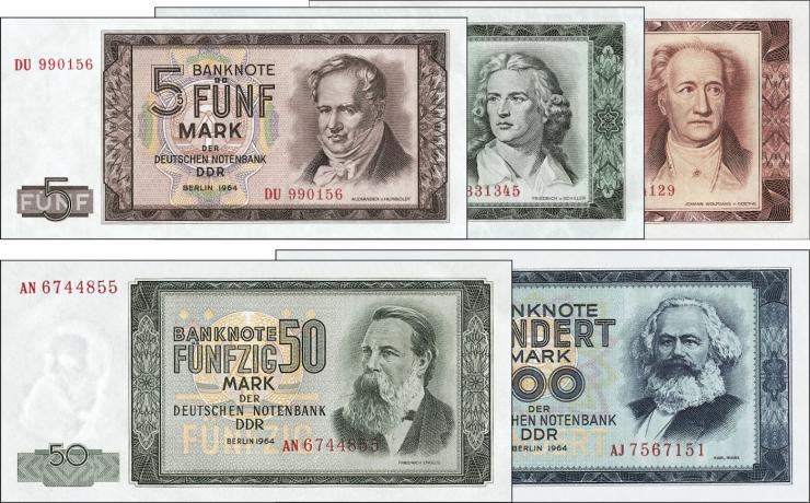 R.354a-358a Banknotensatz 1964 (5 Werte) (1) 