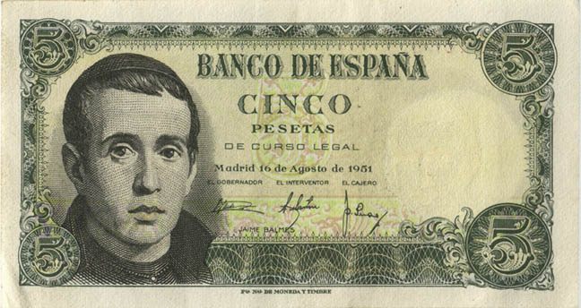 Spanien / Spain P.140 5 Pesetas 1951 (3) 