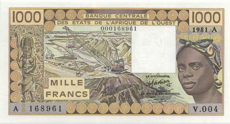 West-Afr.Staaten/West African States P.107Ab 1000 Francs 1981(1) 