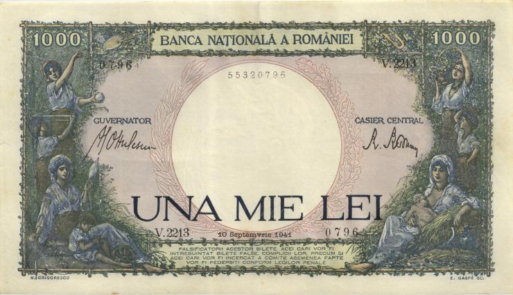Rumänien / Romania P.052 1000 1941 (1-) 