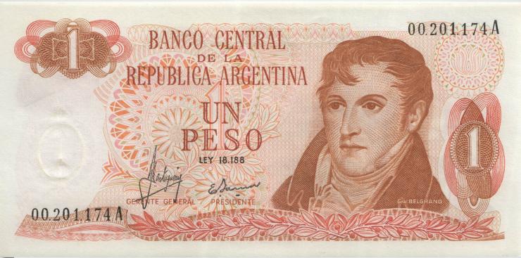Argentinien / Argentina P.287 1 Peso (1970-73) (1) U.1 