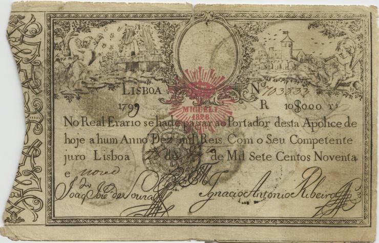 Portugal P.05 10.000 Reis 1799 (4) 