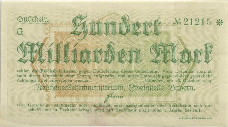 PS1108b Reichsbahn München 100 Milliarden Mark 1923 (1) 