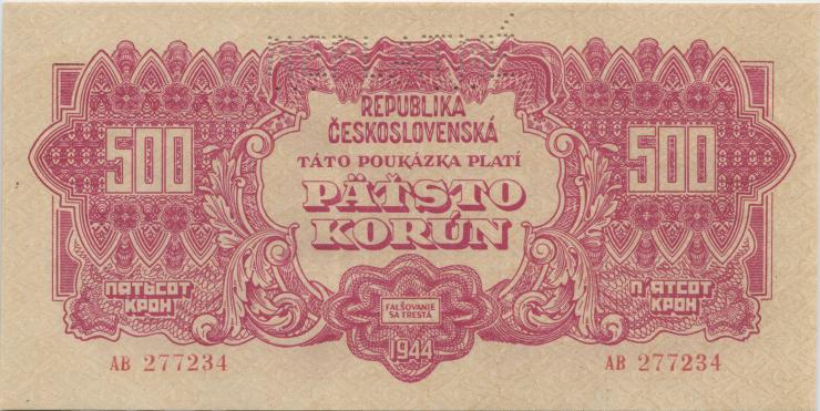 Tschechoslowakei / Czechoslovakia P.049s 500 Korun 1944 (1) NEPLATNE 