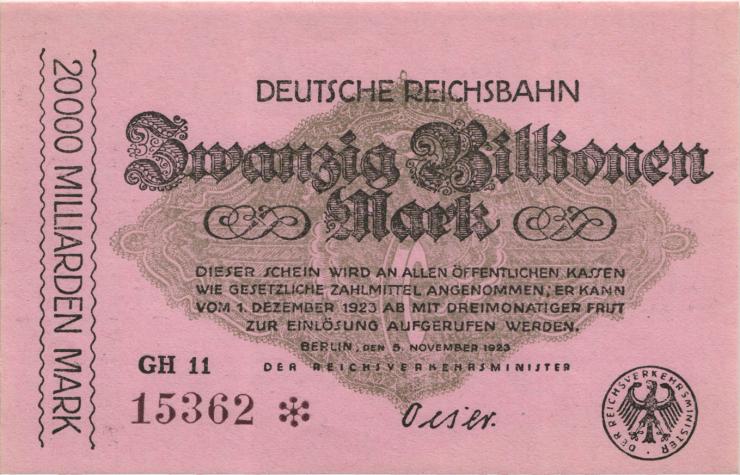 RVM-19c/d Reichsbahn Berlin 20 Billionen Mark 1923 (1) 