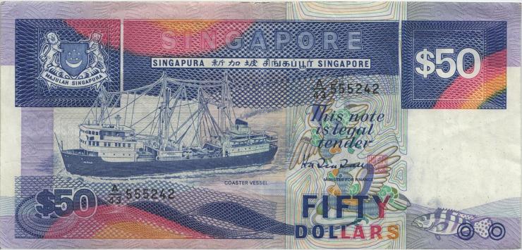 Singapur / Singapore P.22b 50 Dollars (1987) (3) 