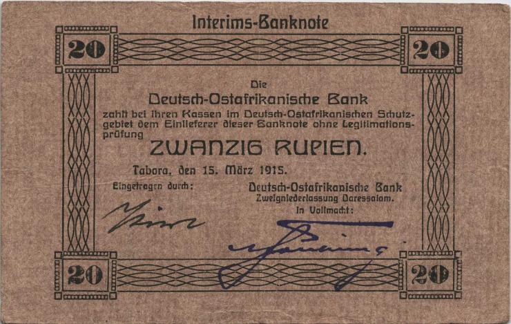 R.906b: Deutsch-Ostafrika 20 Rupien 1915 (3-) 