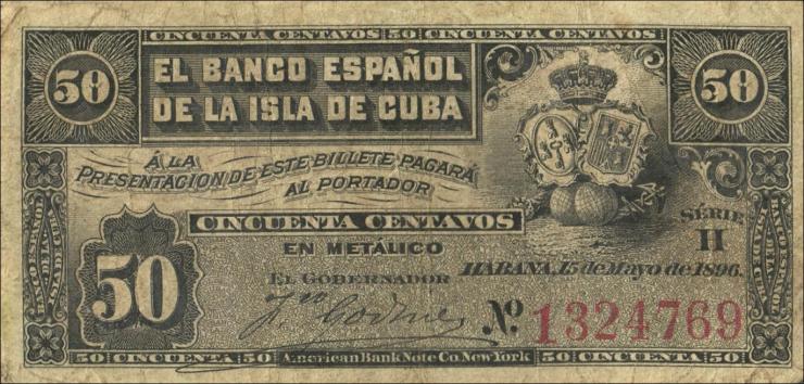 Kuba / Cuba P.046a 50 Centavos 1896 (3) 