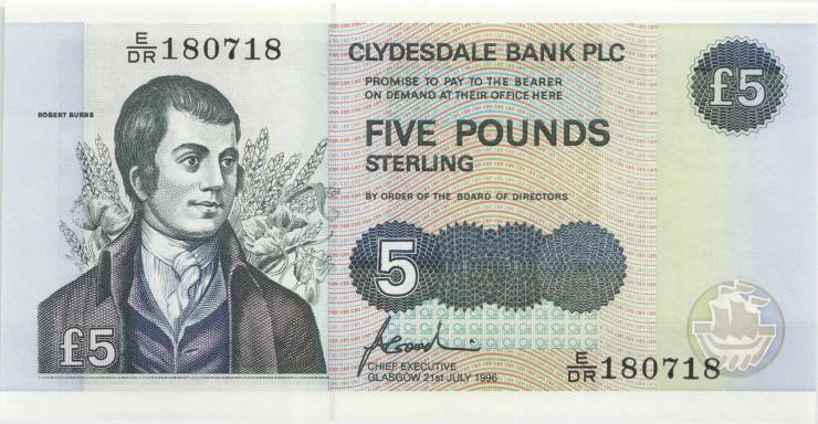 Schottland / Scotland P.218c 5 Pounds 21.7.1996 (1) 
