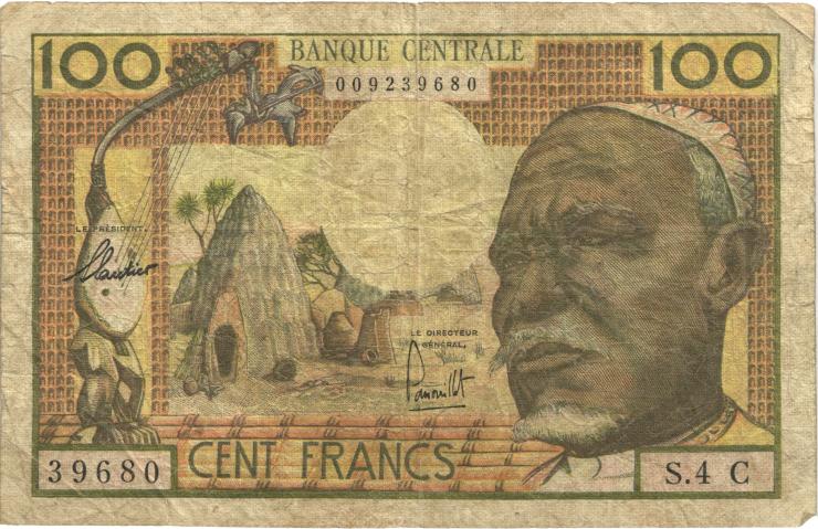 Äquat.-Afrikan.-Staaten P.03c 100 Francs (1963) C Kongo (4) 