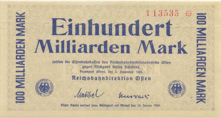 PS1234 Reichsbahn Frankfurt / Oder 100 Milliarden Mark 1923 (2) 