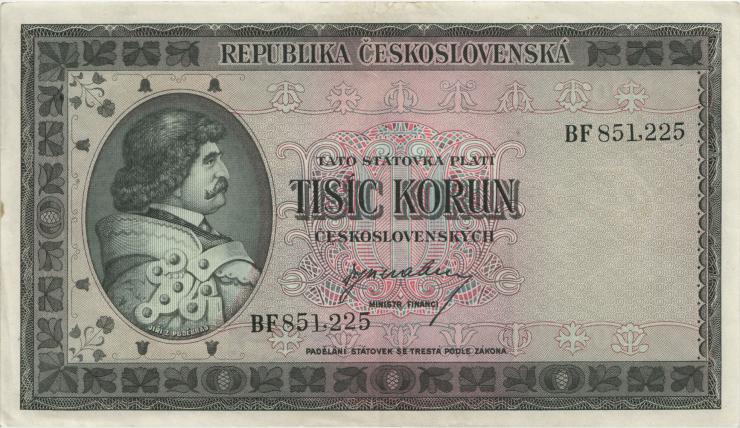 Tschechoslowakei / Czechoslovakia P.065a 1000 Kronen (1945) (2) 