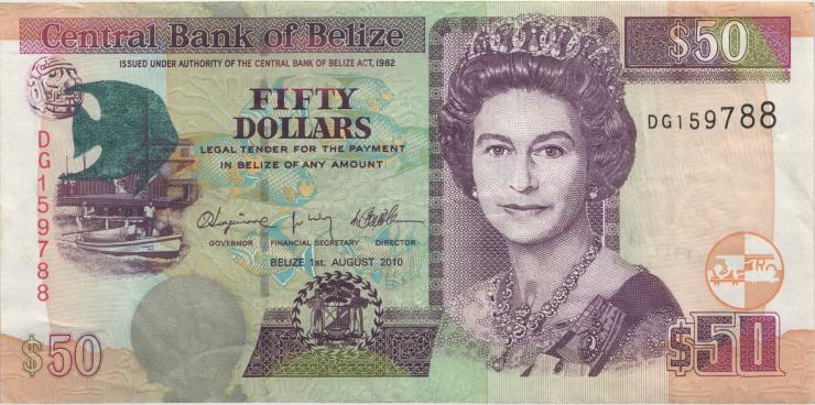 Belize P.70d 50 Dollars 2010 (3) 