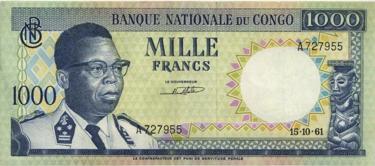 Kongo / Congo P.008 1000 Francs 15.10.1961 (2) 
