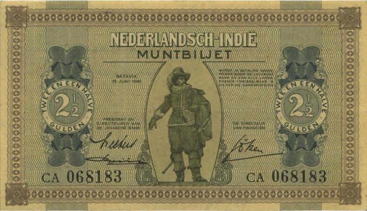 Ndl. Indien / Netherlands Indies P.109a 2 1/2 Gulden 1940 (2+) 