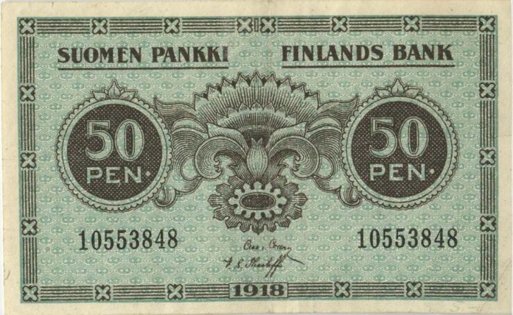 Finnland / Finland P.034 50 Pennia 1918 (3+) 