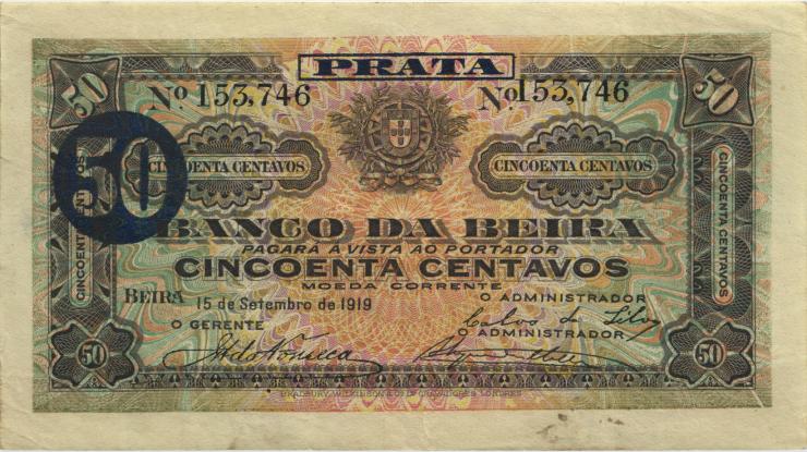 Mozambique P.R04a 50 Centavos 1919 PRATA (2) 