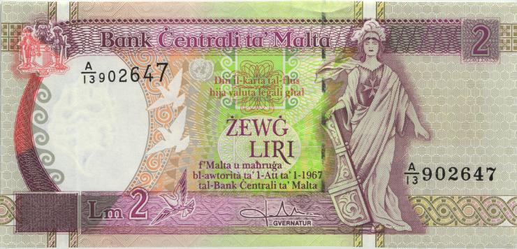 Malta P.45b 2 Liri 1967 (1994) (1) 